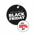 Adesivo Vitrine Black friday Mega Sale 50 % OFF 