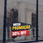 Adesivo Vitrine Mega Promoção 50% OFF