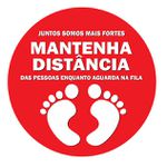 Adesivo Mantenha Distância Chão 20x20 Kit 50 Unid