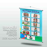 Banners Pedagógico Rotina Diária + Grátis suporte para pendurar