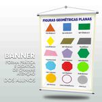 Banner Sala de Aula Figuras Geométricas planas + Grátis Suporte Para Pendurar 