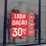 Adesivo Para Vitrine Liquidação 30% OFF 15, 20 e 25% OFF