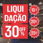 Adesivo Para Vitrine Liquidação 30% OFF 15, 20 e 25% OFF