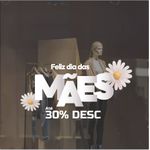 Adesivo Vitrine Feliz Dia das Mães 30% Desc.