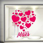 Adesivo Vitrine Dia das Mães Corações - 2 unidades - 110cmx80cm