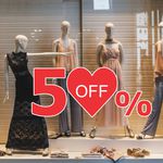 Adesivo para Vitrine Amor Dia dos Namorados Desconto 50% OFF