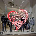 Adesivo para Vitrine Coração Love Dia dos Namorados