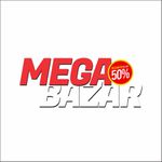 Adesivo Vitrine Mega Bazar 50% Promoção