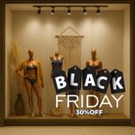 Adesivo para Vitrine Black Friday 30% OFF Etiquetas