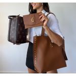 Kit Bolsa Feminina Sacola Grande Alça Superior + Necessairee Fecho Imã Alça Mão + Porta Documentos 