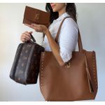 Kit Bolsa Feminina Sacola Grande Alça Superior + Necessairee Fecho Imã Alça Mão + Porta Documentos 