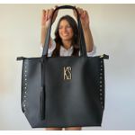 Kit Bolsa Feminina Sacola Grande Alça Superior + Necessairee Fecho Imã Alça Mão + Porta Documentos