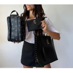 Kit Bolsa Feminina Sacola Grande Alça Superior + Necessairee Fecho Imã Alça Mão + Porta Documentos