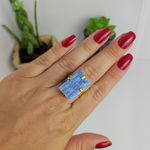 ANEL AJUSTÁVEL PEDRA CIANITA AZUL DOURADO - CLAREZA MENTAL
