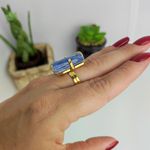 ANEL AJUSTÁVEL PEDRA CIANITA AZUL DOURADO - CLAREZA MENTAL