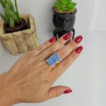 ANEL AJUSTÁVEL PEDRA CIANITA AZUL DOURADO - CLAREZA MENTAL