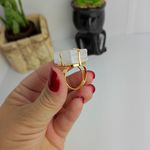 ANEL AJUSTÁVEL PEDRA SELENITA DOURADO - ELEVAÇÃO ESPIRITUAL