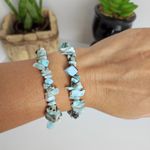 Pulseira de Cascalho Pedra Larimar / Alegria e Bem-estar