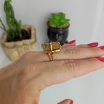 Anel Ajustável Pedra Olho de Tigre Dourado - Confiança e Abundância