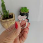 Anel Ajustável Quartzo Rosa Prateado - Pedra do Amor