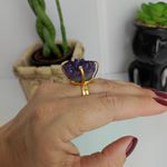 ANEL AJUSTÁVEL PEDRA DRUSA DE AMETISTA DOURADO - TRANSMUTAÇÃO DE ENERGIAS