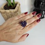 ANEL AJUSTÁVEL PEDRA DRUSA DE AMETISTA DOURADO - TRANSMUTAÇÃO DE ENERGIAS