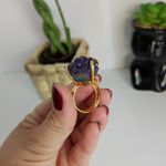 ANEL AJUSTÁVEL PEDRA DRUSA DE AMETISTA DOURADO - TRANSMUTAÇÃO DE ENERGIAS