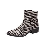 Bota Bico Fino Feminina Couro Zebra