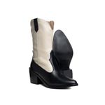 Bota Western Sofia Cano Médio Preta com Off White