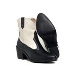 Bota Western Laura Off White com Preto