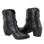 Bota Western Helen Preta Couro Legitimo 
