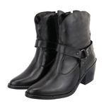 Bota Western Helen Preta Couro Legitimo 