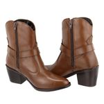 Bota Western Helen Conhaque Couro Legitimo 