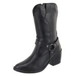 Bota Western Ayla Preta Couro Legitimo