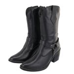 Bota Western Ayla Preta Couro Legitimo