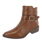 Bota Jessica Conhaque Couro Legitimo