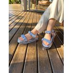 Sandália Flatform Poli Metalizado Azul