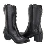 Bota Western Elisa Preta Couro Legitimo