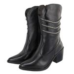 Bota Western Elisa Preta Couro Legitimo