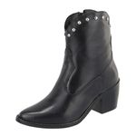 Bota Western Vitoria Preta Couro Legitimo