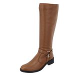 Bota Montaria Adriely Conhaque Couro Legitimo