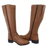 Bota Montaria Adriely Conhaque Couro Legitimo