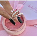 PAR DE ALIANÇAS TRANÇADA ARIEL - COM ANEL SOLITÁRIO TRADICIONAL ROSA BEBÊ 
