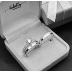 PAR DE ALIANÇAS 3’MM FOSCA NO CANTO - COM ANEL SOLITÁRIO LUMINE