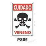 PLACA SINAL 20X30CM 086 CUIDADO VENENO