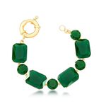 Pulseiras Pedras Verde Esmeralda Dourada