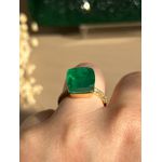 Anel Quadrado Verde Esmeralda Ouro