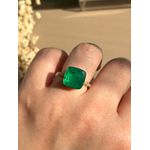 Anel Quadrado Verde Esmeralda Ouro