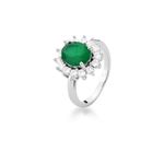 Anel Oval Cravção Verde Esmeralda 