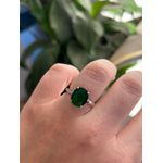 Anel Pedra Oval Verde Esmeralda Ajustável Ródio Branco